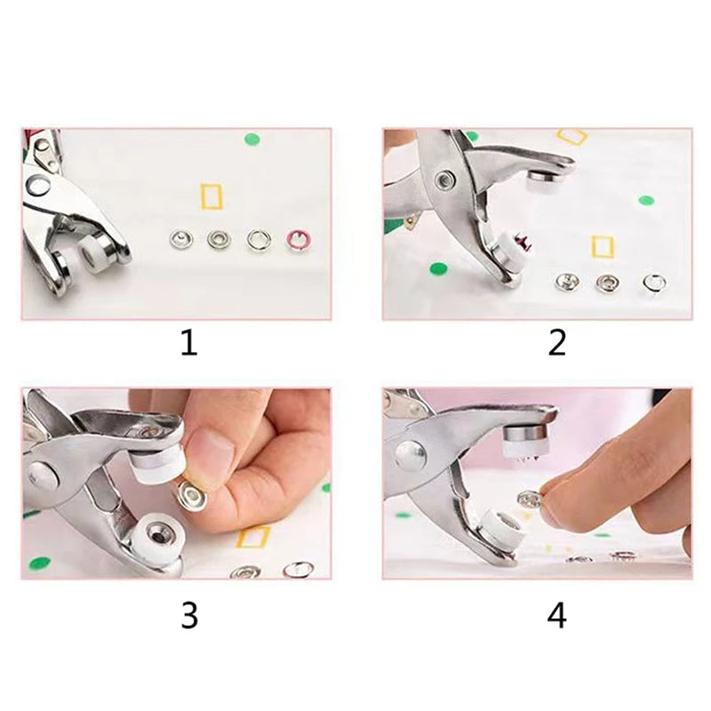 Snaps Buttons Pliers Set Snap Fasteners Kit Tool Sewing Buttons Press Studs Snap for Installing Clothes Bags