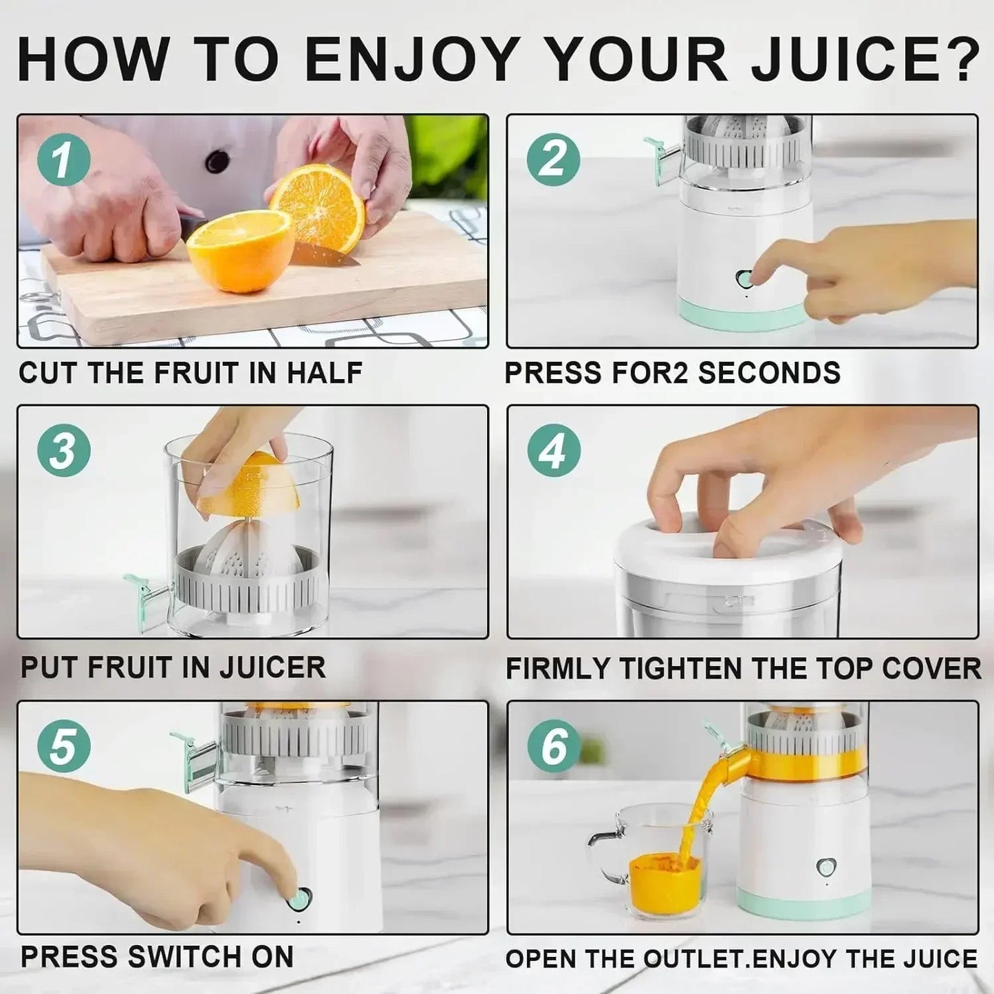 Portable Electric Juicer Electric Juicer Orange Juice Squeezer Fruit Juicer Household Orange Lemon Blender USB Charging Kitchen HELLO NEW WORLD Store
