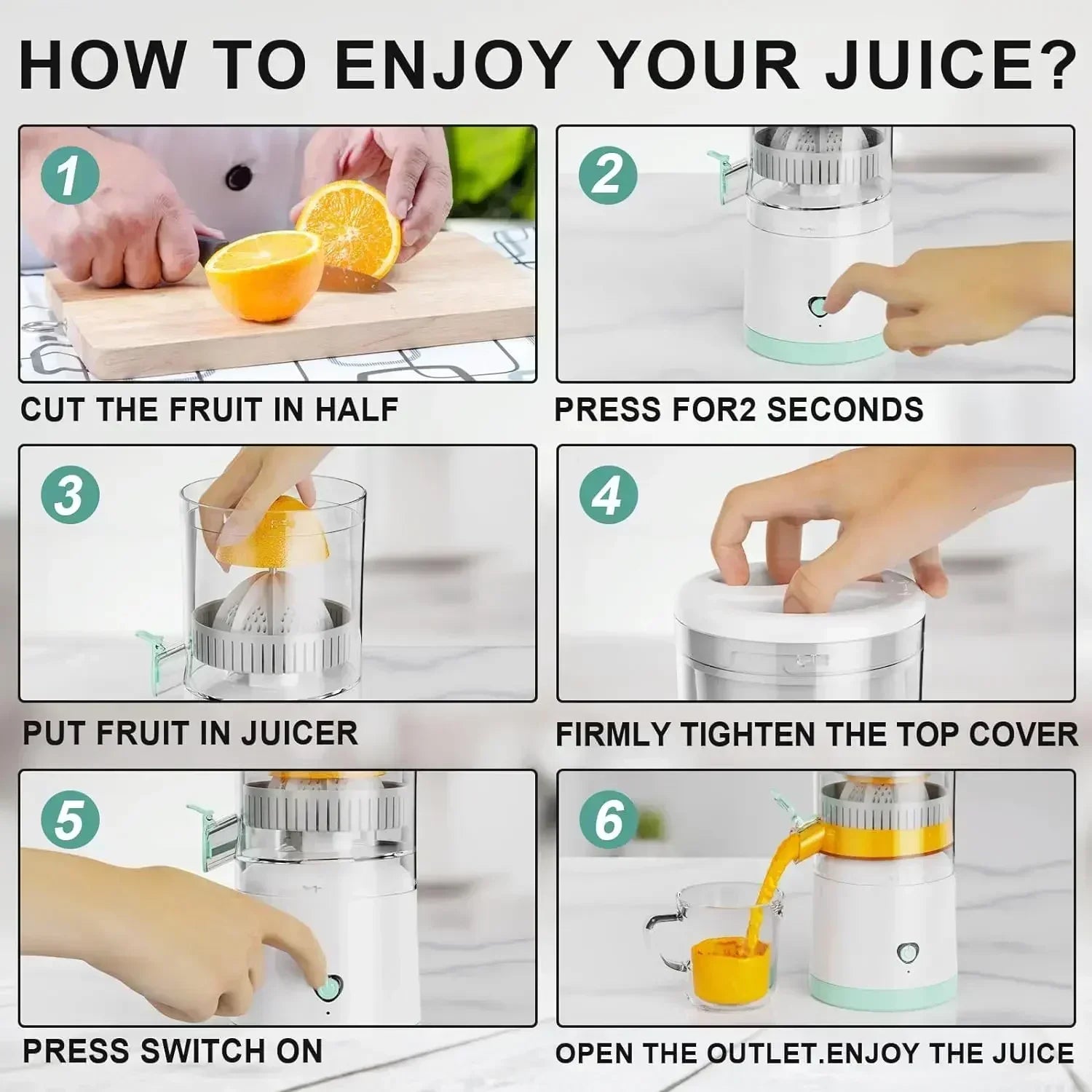 Portable Electric Juicer Electric Juicer Orange Juice Squeezer Fruit Juicer Household Orange Lemon Blender USB Charging Kitchen HELLO NEW WORLD Store
