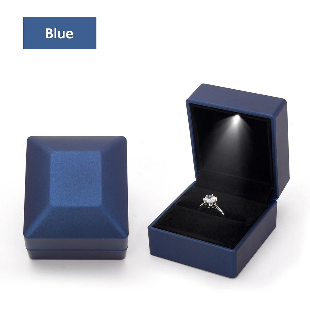 LED Jewelry Ring Box with Llight Luxury Crown Earrings Pendant Storage Display Proposal Wedding Gift Box Jewelry Organizer Box