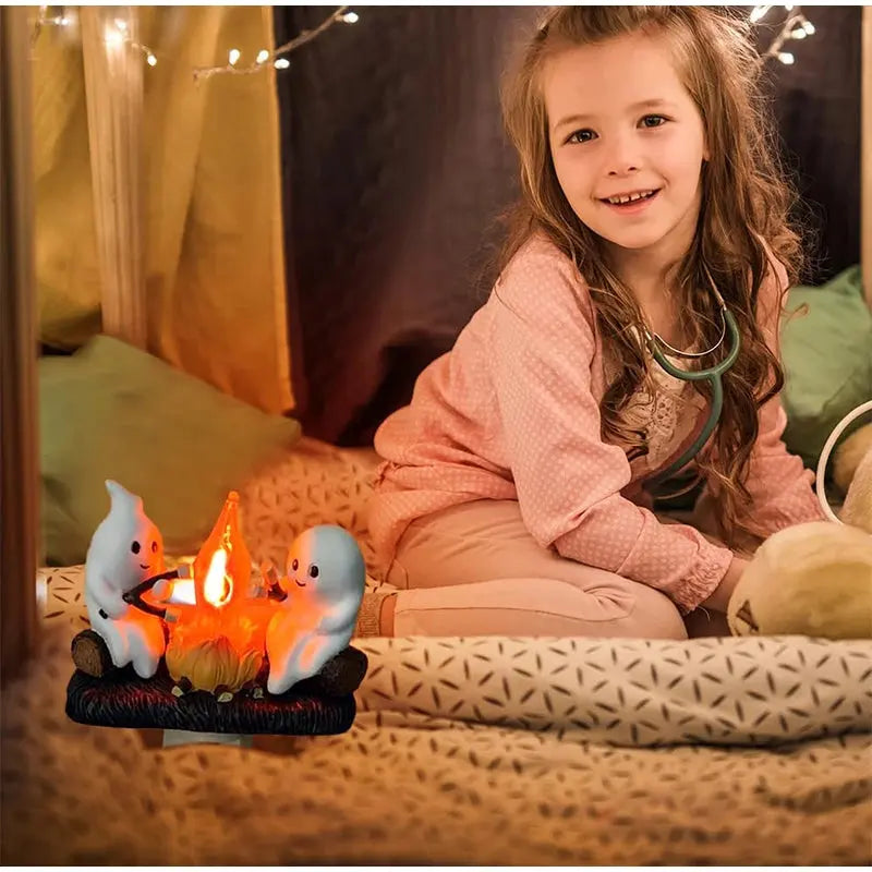 Cute Ghost Campfire Night Light Halloween Pumpkin Flickering Room AliExpress