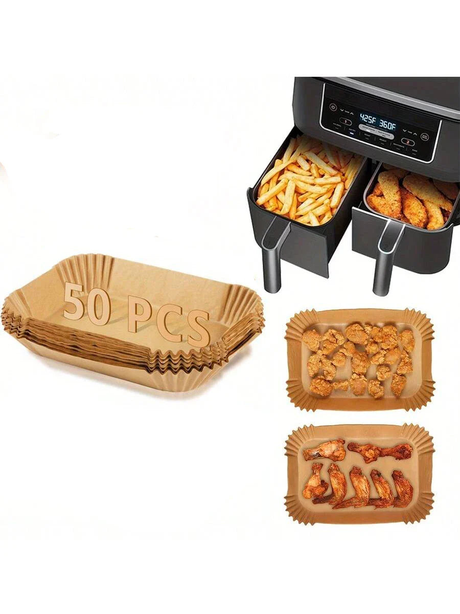 50 Pcs Nonstick Air Fryer Paper Liners Disposable For Clean Mess Free Cooking