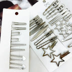 24Pcs/Set Y2K Silver Metal Hairpins for Women Girls Star Hair Clip Multiple Styles Seamless Duckbill Clip Girls Hair Accessoires Xihui Headwear Store