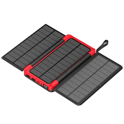 20000mAh Folding Solar Power Bank with 3 Solar Panel Qi Wireless