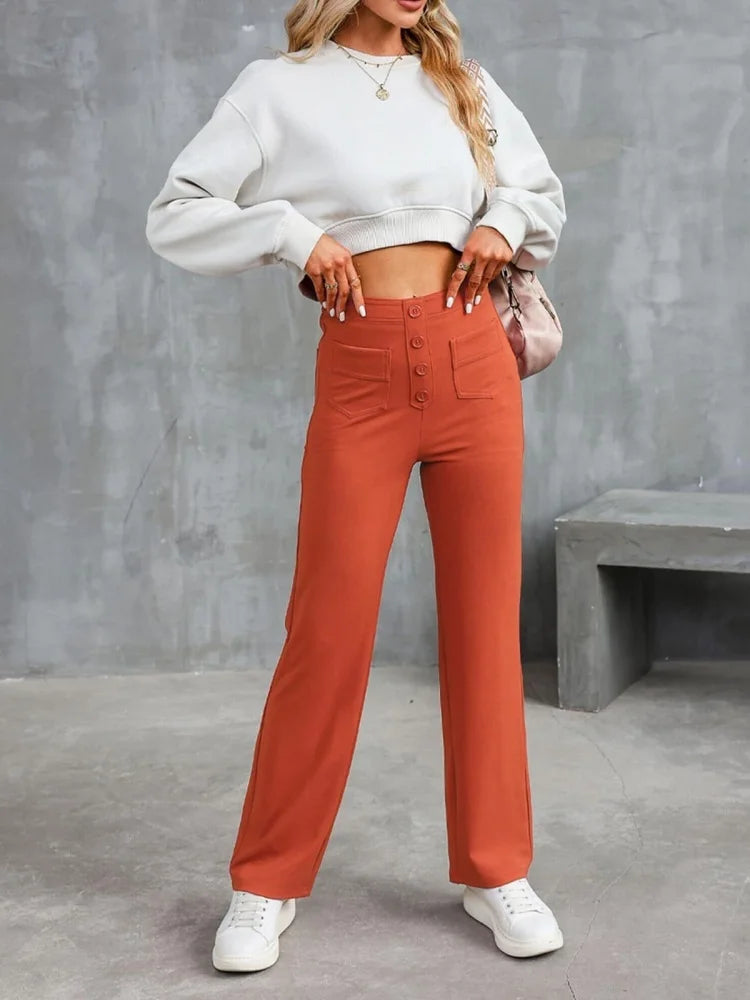 FlexCurve™ High-Waist Pants ✨ — Stretchy Comfort, Slim Fit