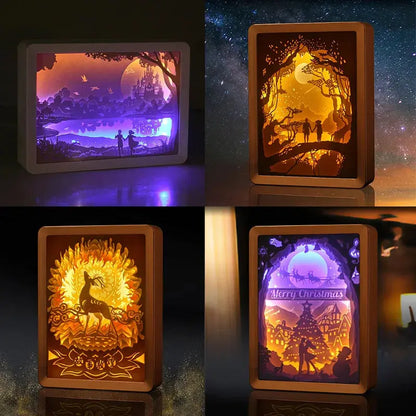 Howl's Moving Castle Anime Paper-Cut Light Decor - 3D Shadow Box Lamp