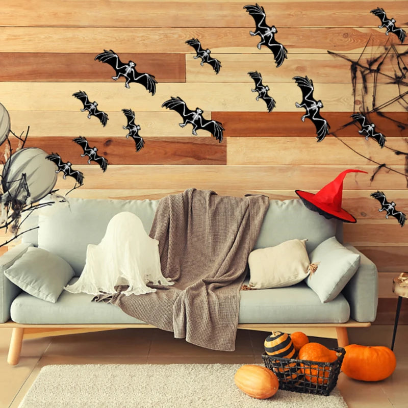 Glow-in-the-Dark Bat Stickers – Spooky 3D Wall Decor for Halloween!