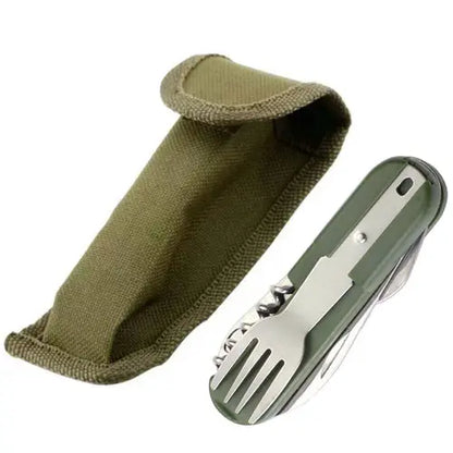 7 In 1 Camping Picnic Cutlery Knife Stainless Steel Fork Spoon Bottle