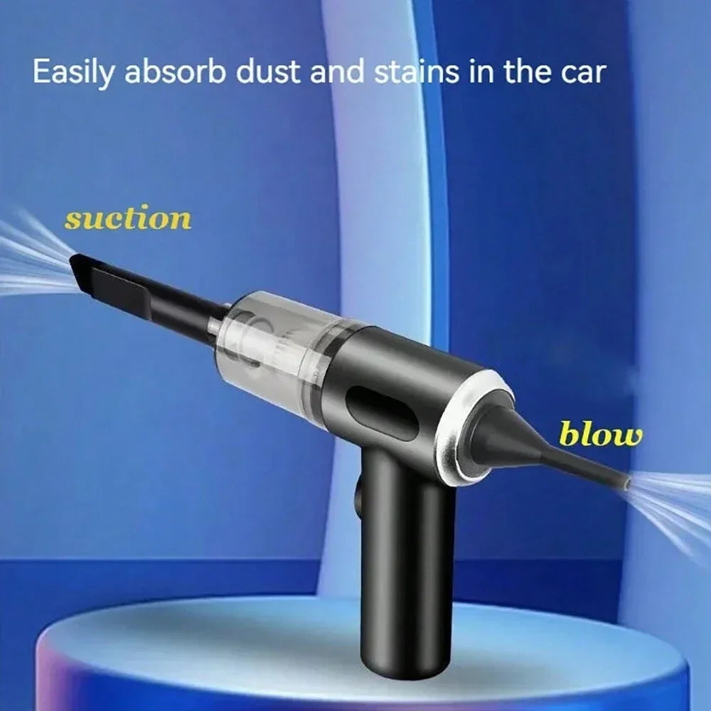 1 Aspiradora inalámbrica 120W de alta potencia negra doble uso para hogar y coche Potente aspiradora de mano portátil