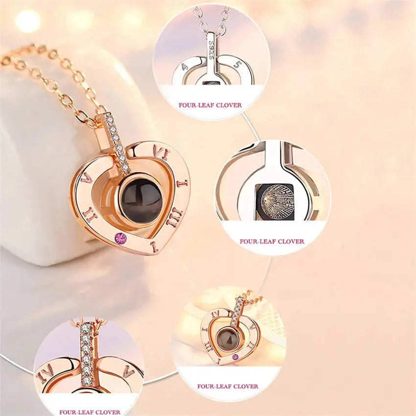 Collar de Proyección 100 Idiomas Te Amo Colgante Collares Para