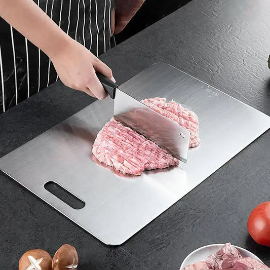 Camping Cutting Board Double-Sided Titanium Kitchen Chopping Board Kitchen Stainless Steel Cutting Board for Kitchen, Heavy Duty Yolo Waku Store