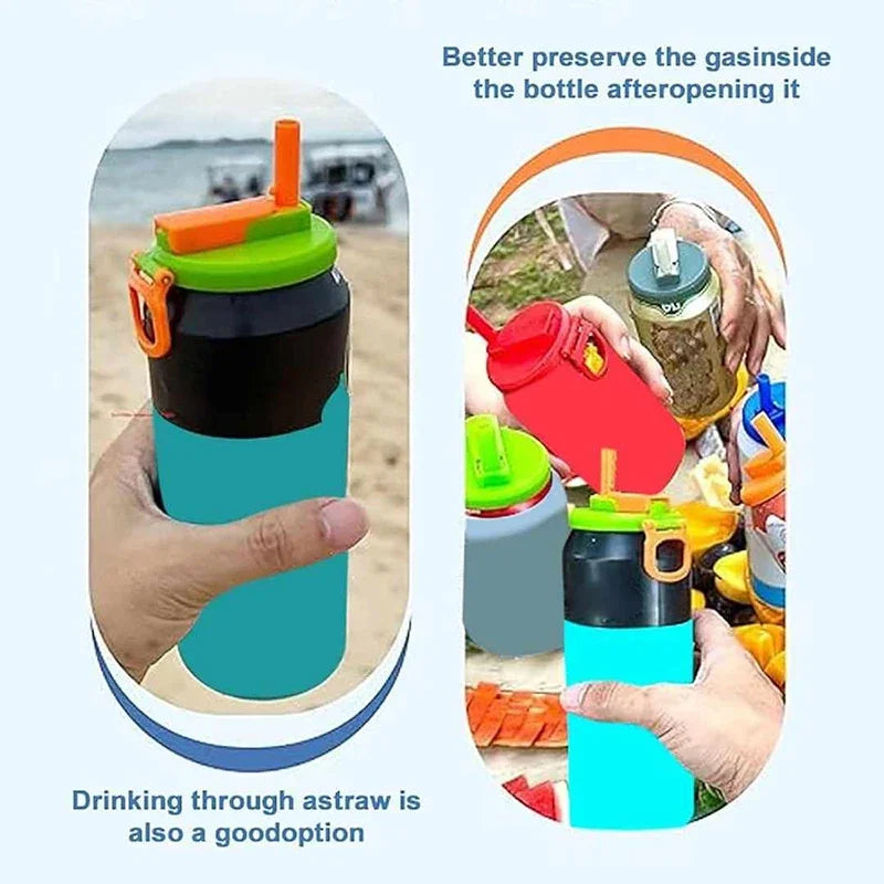Reusable Silicone Straws with Soda Can Lids - Travel-Friendly, Eco-Friendly AliExpress