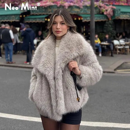 2024 Winter New Fashion Gradient Fluffy Fur Coat Women High Street AliExpress