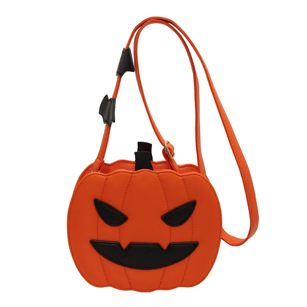Bolso de mujer Bolso cruzado de calabaza Bandolera de piel sintética Novedoso monedero de calabaza con cremallera Correa ajustable Bolso divertido de Halloween