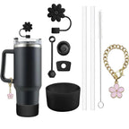 9pcs Accessories Set 3 Spill Proof Stopper Flowers Straw Cover Boot 2 Straw and Brush and 1 Flower Charm Chain for Stanley Cup Shop1103950439 Store