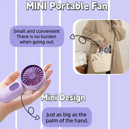 Mini Handheld USB Rechargeable Fan - 3 Speeds, Portable & Lightweight