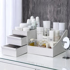 1pc White New Drawer Makeup Storage Box Dormitory Finishing Plastic Shelf Cosmetics Skin Care Dressing Table Desktop Stone's Store
