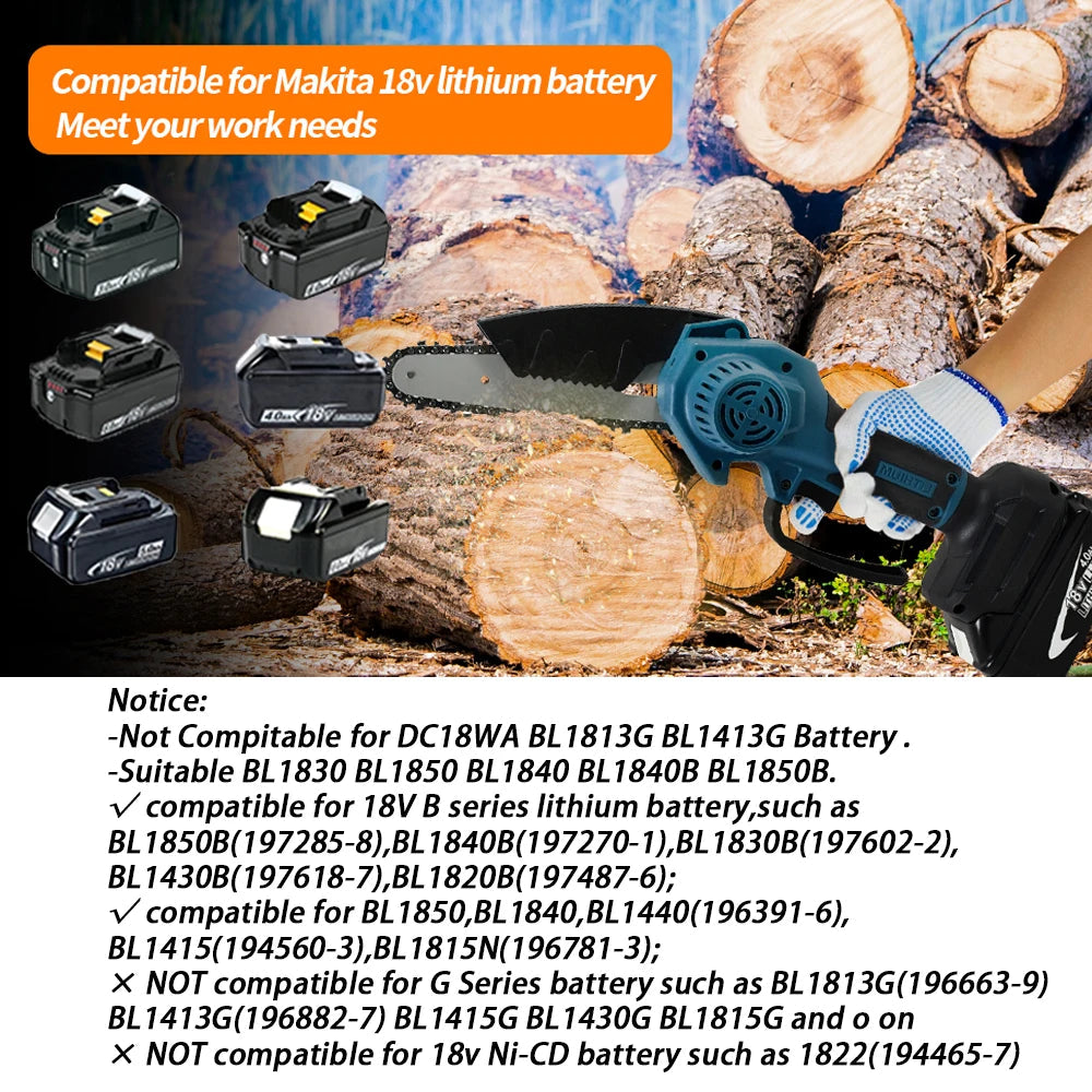 Mini Chainsaw for Makita 18v (No Battery) Woodworking with Small Handheld Electric 6-inch Logging Sawzall Mini Portable Chainsaw KOOPA TOOL Store