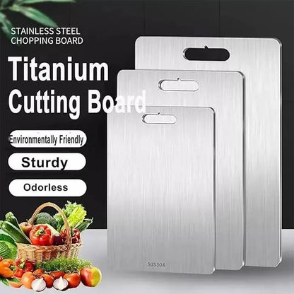 Camping Cutting Board Double-Sided Titanium Kitchen Chopping Board Kitchen Stainless Steel Cutting Board for Kitchen, Heavy Duty Yolo Waku Store