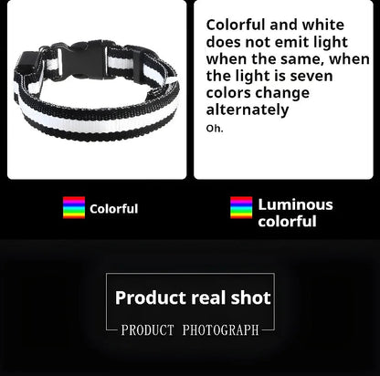 Dog Collar Nylon LED Night Safety Flashing Glow In The Dark Pet Dog Leash pet Dogs Luminous Fluorescent  dog accessories collar 7609 Pet Store
