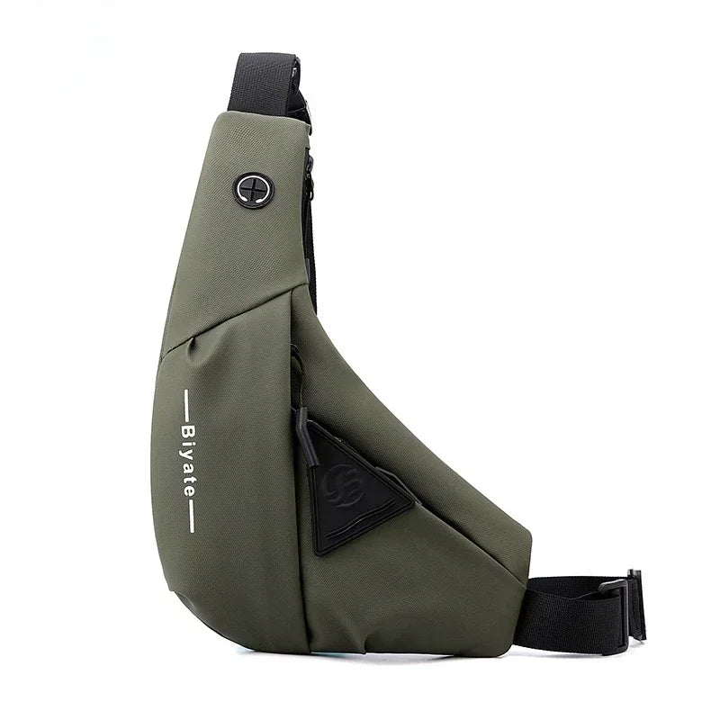 Bolso de hombro para hombre, bandolera Oxford impermeable con USB, bandolera multifunción, bolsa de pecho de viaje corta para bolsos de hombre