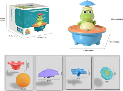Crocodile Spray Water Toy with LED, Floating Wind Up , New Born Baby Bathtub Water fun Toys, Preschool Toddler gift,bathroom