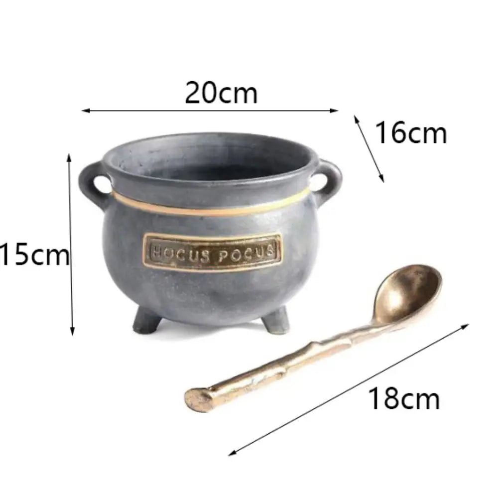 Resin Witches Cauldron Serving Bowls with Spoon Old Style Halloween Candy Bowl Practical Sundries Container Christmas