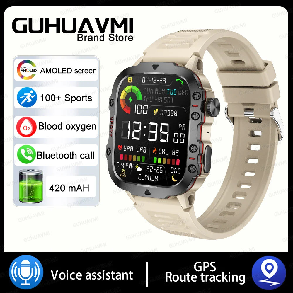 Smart Watch for Xiaomi Military GPS Tracker Men IP68 5ATM Outdoor Sports Fitness Tracker Health Monitor 1.96" BT Call Smartwatch LIGE SmartWatch Official Store