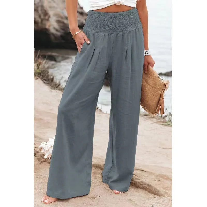 FlowEase™ Pantalones Palazzo Fruncidos 🌸✨ La Comodidad se Une a la Elegancia