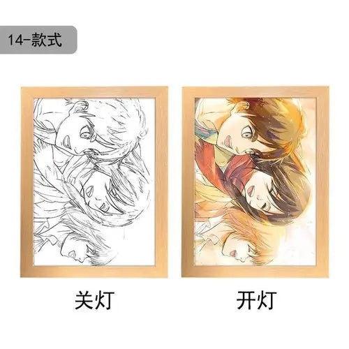Attack On Titan Anime Figure Customized Night Light Painting Decor