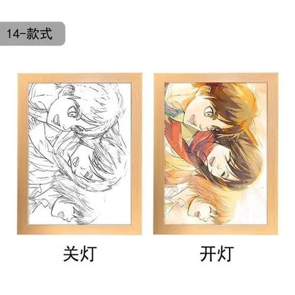 Attack On Titan Anime Figure Customized Night Light Painting Decor