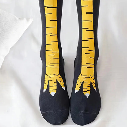 1/2/5 Pairs Women Knee High Socks Trendy Cartoon Funny Chicken Claw AliExpress