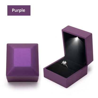 LED Jewelry Ring Box with Llight Luxury Crown Earrings Pendant Storage Display Proposal Wedding Gift Box Jewelry Organizer Box