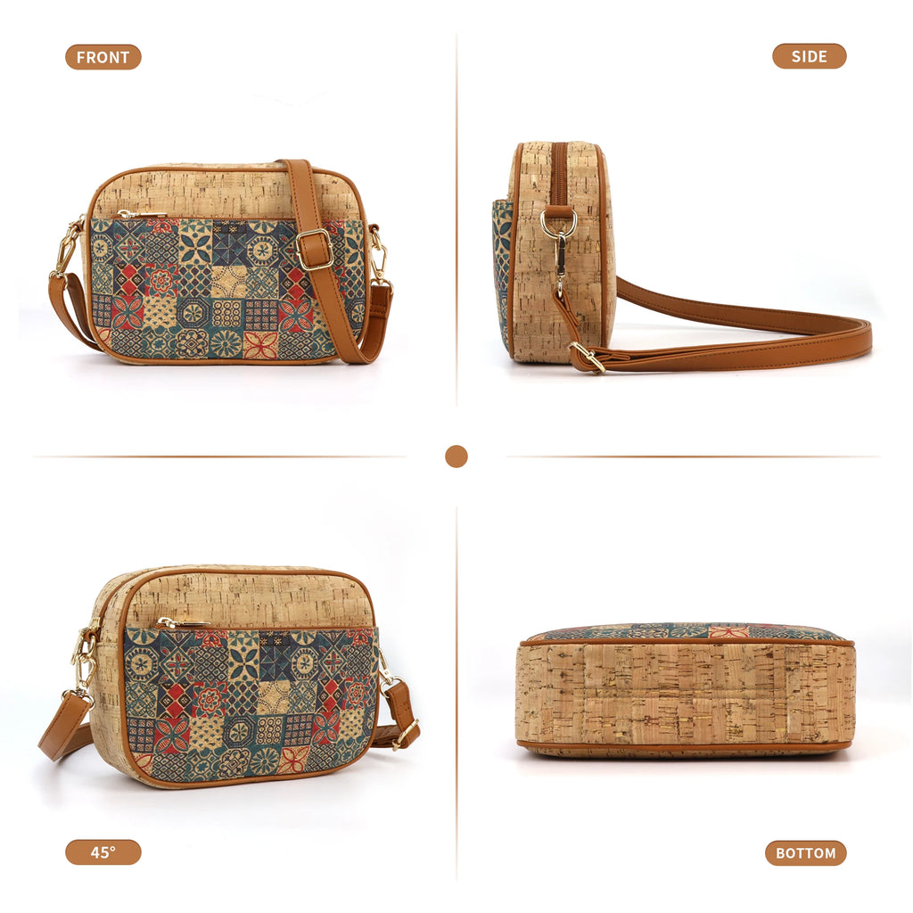 Bandolera vintage con estampado floral, bolso de mujer con estampado de corteza de árbol, bolso de hombro estilo étnico, versátil