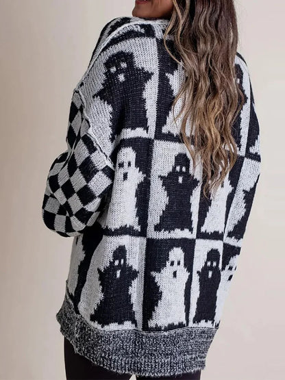 Halloween Knitted Sweaters Women 2025 Autumn Gothic Pumpkin Print Streetwear Harajuku Winter Warm Loose Fashion Casual Pullovers