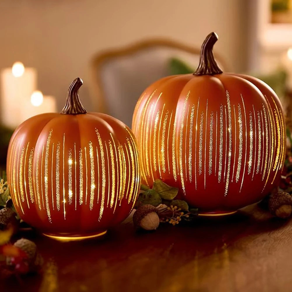 Calabazas Crepusculares – ¡Decoración de Halloween Escalofriante y Brillante!