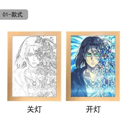 Attack On Titan Anime Figure Customized Night Light Painting Decor