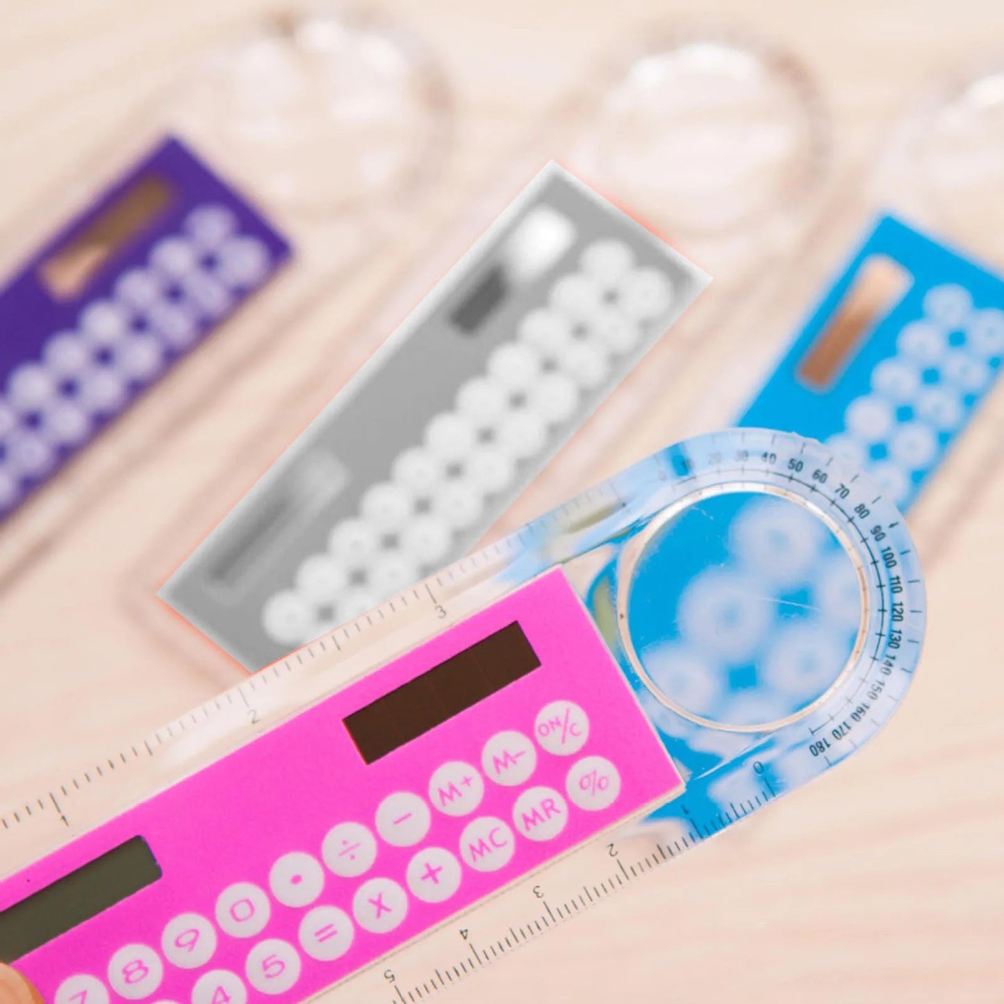 Solar Ruler Calculator with Magnifier Transparent Pocket Mini Calculator Stationery Math Toys School Electronics Calculator Shop1100073022 Store