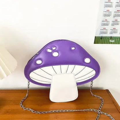 Personality Design Funny Cute Cartoon Pu Mushroom Shape Messenger Bag
