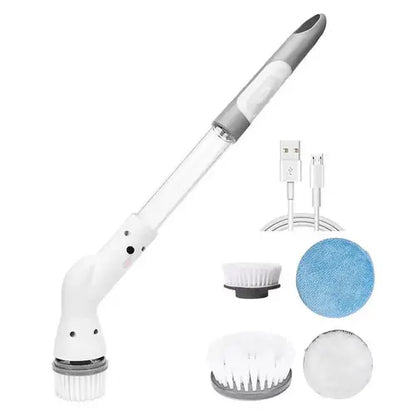 Cordless Electric Cleaning Brush With 4 Replaceable Heads Auto Spin