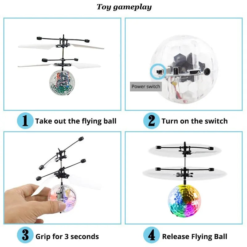 Led Light Suspension Crystal Ball Infrared Induction RC Gesture Control Colorful Glowing Toys Unique Gift for Kids Action Time Store