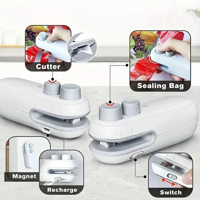 Mini Máquina Selladora de Bolsas de Calor, Sellador de Paquetes, Bolsas, Sellador de Alimentos de Plástico