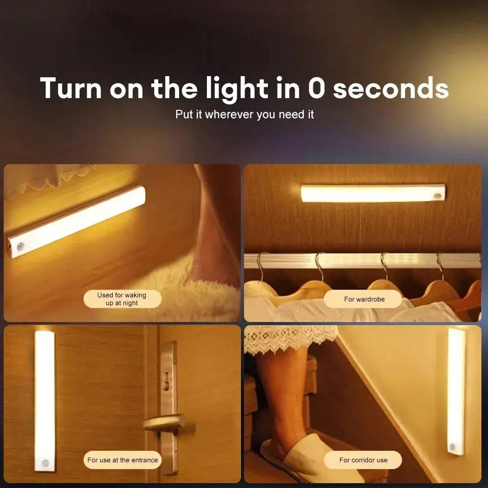 Luz nocturna de inducción recargable tipo C con sensor de movimiento LED para armario