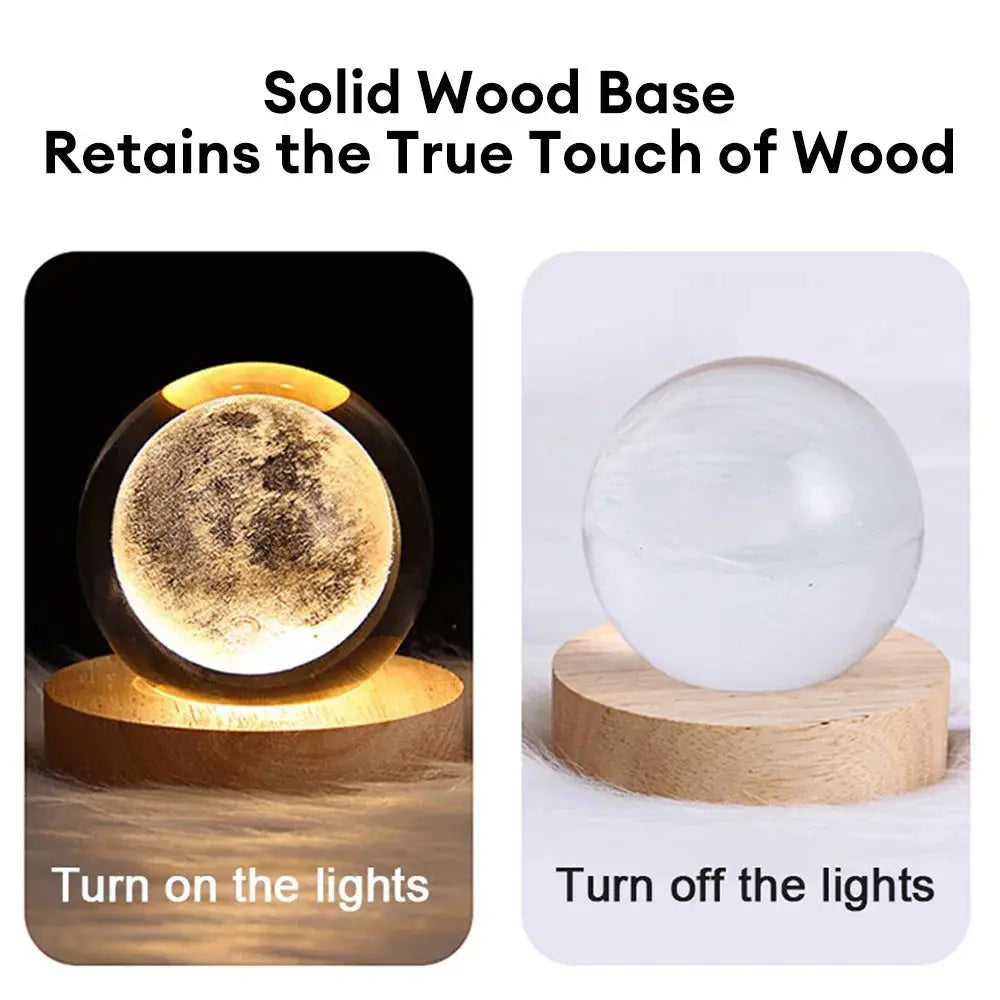 View details for 3D Crystal Ball LED Night Light Moon Saturn Planets Lamp Galaxy 