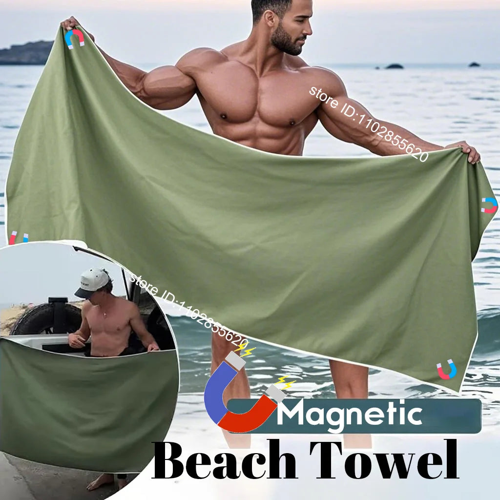 Toalla de baño magnética para exteriores Toallas magnéticas multifuncionales Toalla de playa de secado rápido para surf natación cambio de ropa