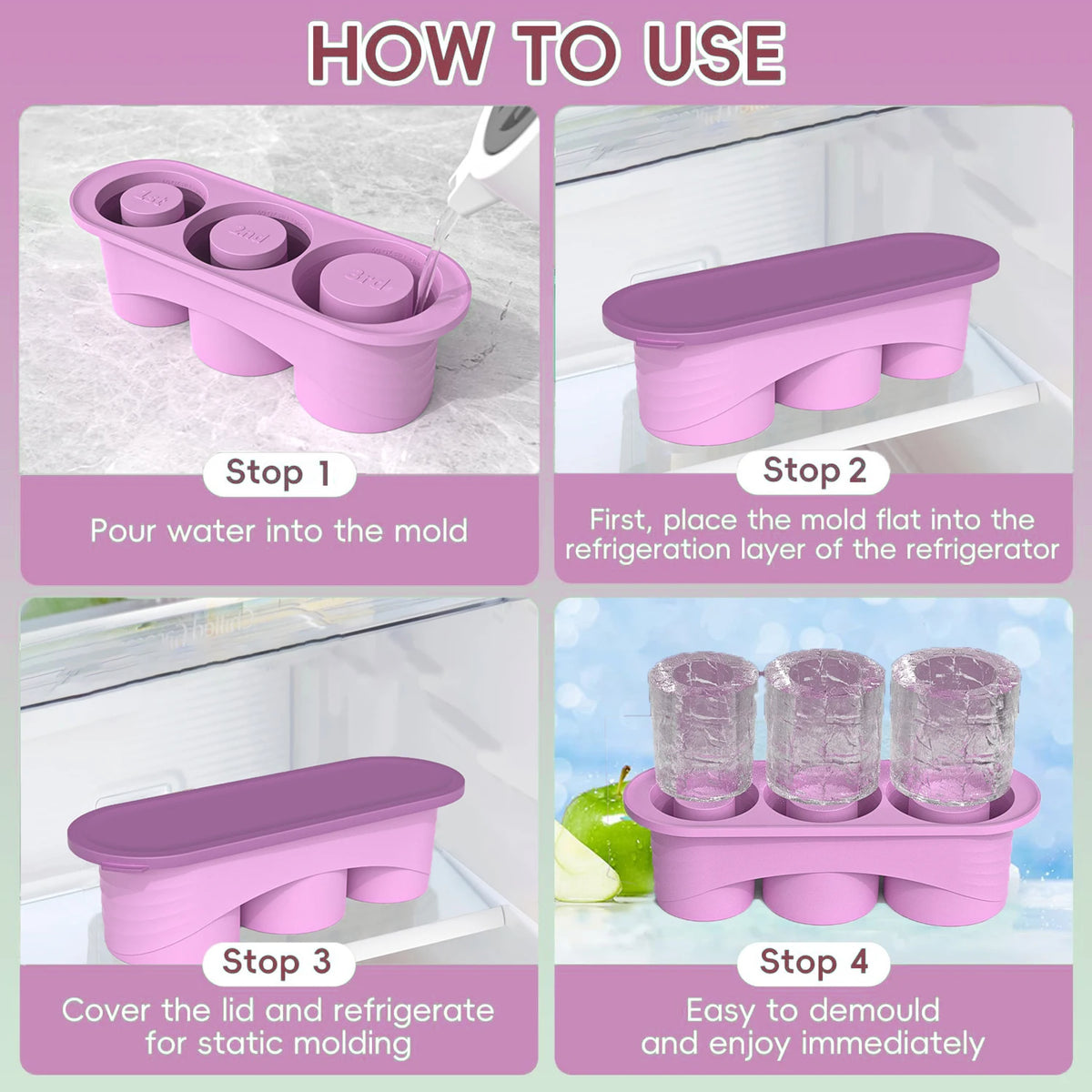 Ice Cube Tray for ST Cup Tumbler Cup , Cylinder-Shaped Silicone Ice Mold with Lid , Stanley Cup Accessories
