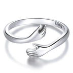 Adjustable Rings Real 925 Sterling Silver Stackable Engagement Zircon Open Size Rings For Women Jewelry big nose Official Store