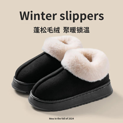 2024 High Quality of  Women's Fashion Snow Boots Fluffy Plush Faux Fur Soft Slippers Winter Indoor Comfortable Home men's Shoes Stone's Store