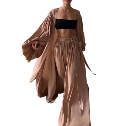 Solid Color Camisole Long Sleeve Jacket And Pants Set Shop1103320181 Store