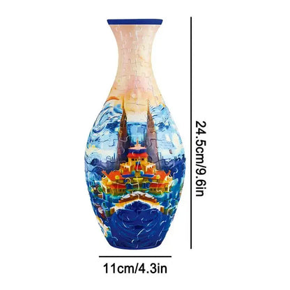 3D Puzzle Vase Blue and White Porcelain Design Made ABS Home
